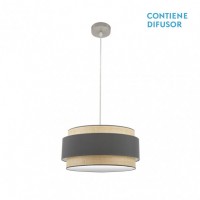 Distribuidor - Lâmpadas Diversas | Colgantes Moderno | COLGANTE KANDY 2XE27 NATURAL/GRIS REGX50X50 CM Ref: 174295028